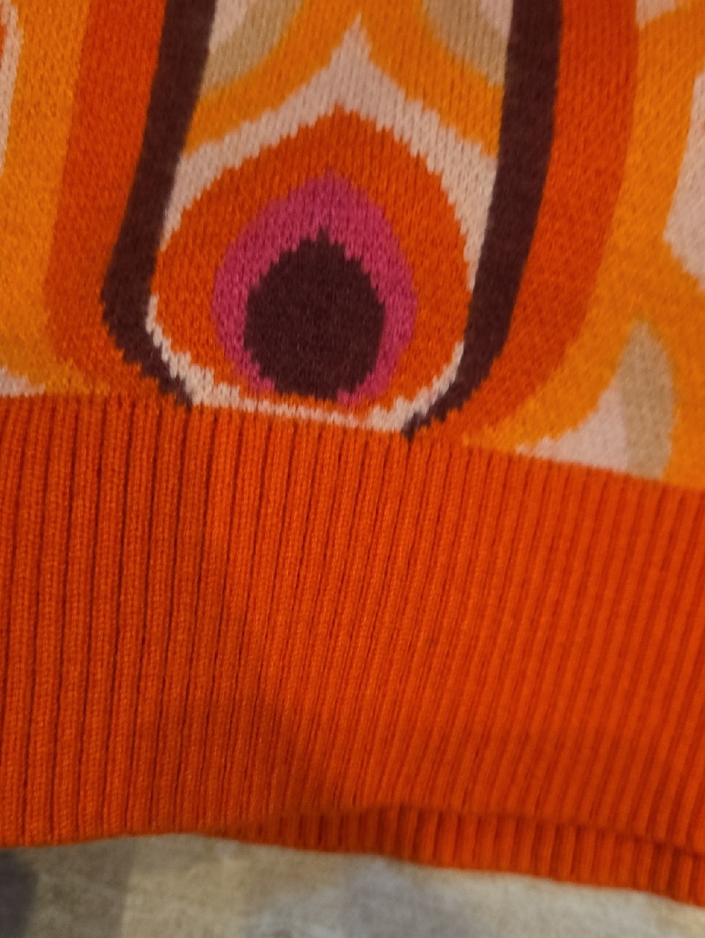 Maeve by Anthropologie Orange Design Print V-Cut Sweater Vest - Picture 4 of 6